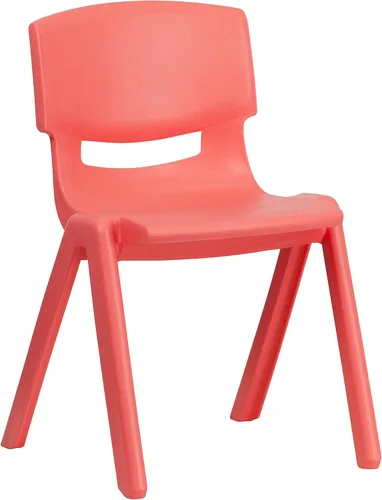 Vista 6 de Flash Furniture Silla escolar apilable de plástico rojo con altura de asiento de 13.25 pulgadas