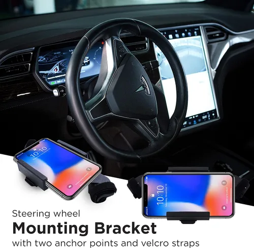 Vista 5 de Soporte de teléfono de coche para volante Soporte de teléfono celular para modelo 3 iPhone Android