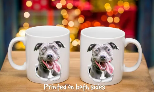 Vista 6 de Winston & Bear Happy Pit Bull Mug - Taza de café de cerámica de 15 onzas, regalo para los amantes de los perros