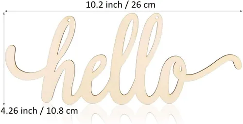 Vista 3 de JANOU Letrero de madera con texto en inglés «Hello Wood» para pared, letras decorativas para bricolaje, palabras recortadas, letrero de madera sin
