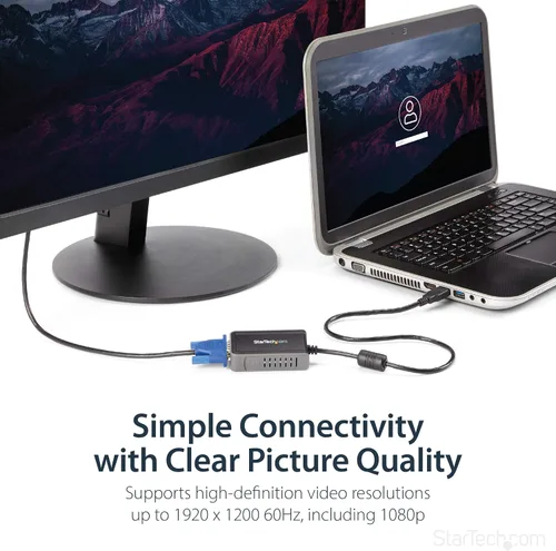 Vista 3 de StarTech Adaptador USB 2.0 a VGA, convertidor de monitor USB a VGA para Windows, 1440x900 (sin soporte para macOS/ChromeOS/Linux)