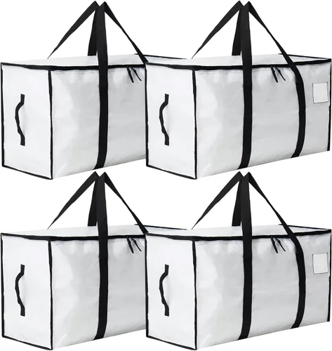 Vista 23 de Bolsas de mudanza resistentes extra grandes, cajas de mudanza, suministros de mudanza esenciales, contenedores de almacenamiento azules con tapas