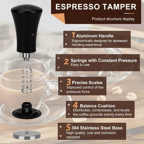 Vista 2 de Manipulador de café expreso de 2.087 in, manipulador de acero inoxidable, manipulador de expreso a presión constante, manipulador para máquina