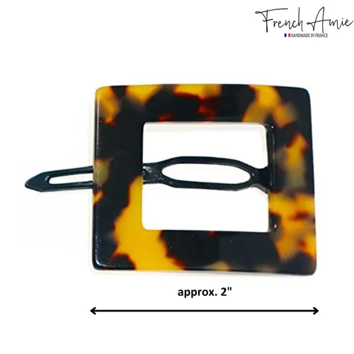 Vista 3 de French Amie Squared Tokyo - Pasador de pelo pequeño hecho a mano, acetato de celuloide, sin metal, para mujer