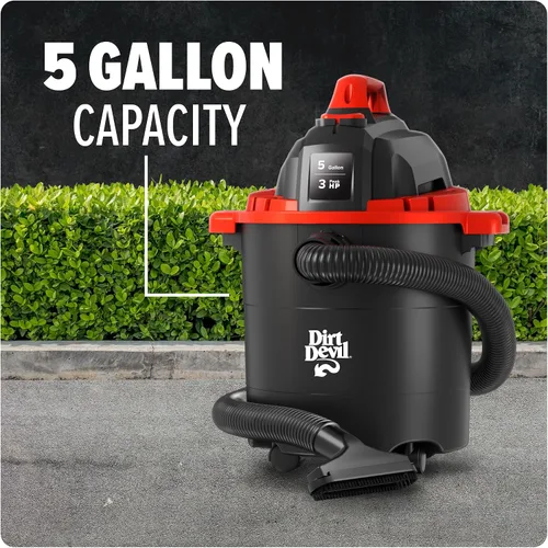 Vista 3 de Dirt Devil Aspiradora de taller con cable de 5 galones, portátil, resistente para garaje, hogar, taller o vehículo, diseño compacto con herramientas