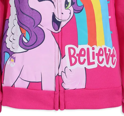Vista 5 de My Little Pony Hasbro - Conjunto de camiseta de manga corta con capucha y pantalones para niñas pequeñas y grandes, color rosa, blanco y azul