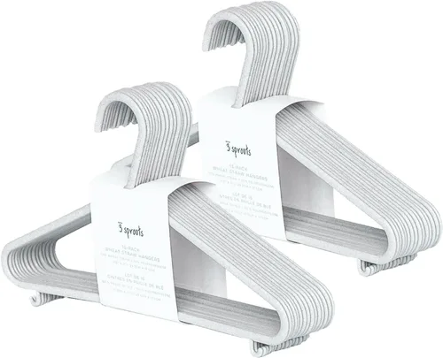 Vista 14 de 3 Sprouts Perchas de Plástico de Paja de Trigo - Paquete de 30 Perchas para Niños Pequeños para Ropa de Niños y Bebés, Abrigos - Ideal para Niñas
