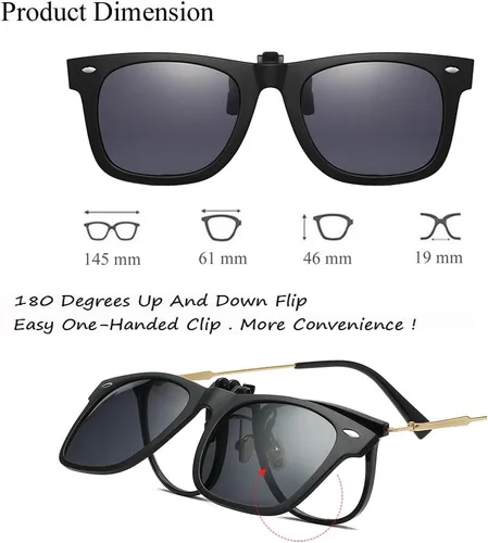 Vista 4 de OopsMi Polarized Clip-on Sunglasses Unisex Anti-Glare Driving Sunglasses With Flip Up for Prescription Glasses