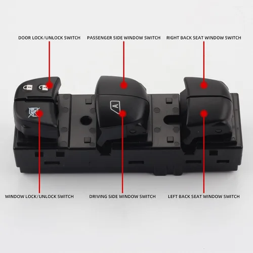 Vista 3 de Dasbecan Interruptor de ventana eléctrica principal del lado del conductor compatible con Nissan Pathfinder/Altima/Frontier/Leaf/Juke 2010-2018