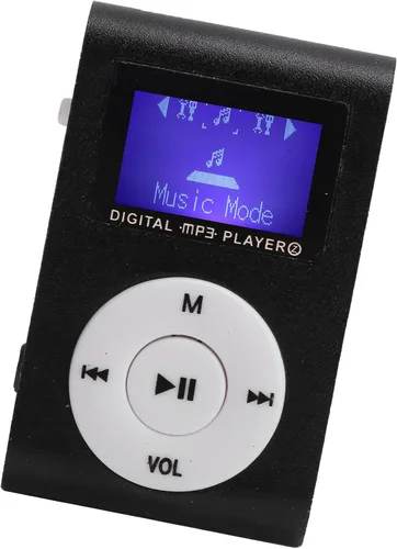 Vista 5 de Mini reproductor de MP3, pantalla LCD mini reproductor de música USB, con auriculares, reproductor de clip ultraligero, carcasa de metal, soporte