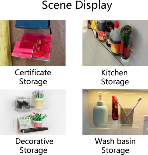 Vista 5 de TONICE Juego de 2 estantes acrílicos para pared de 6 pulgadas, estantes flotantes montados en la pared para habitación, dormitorio, baño, cocina