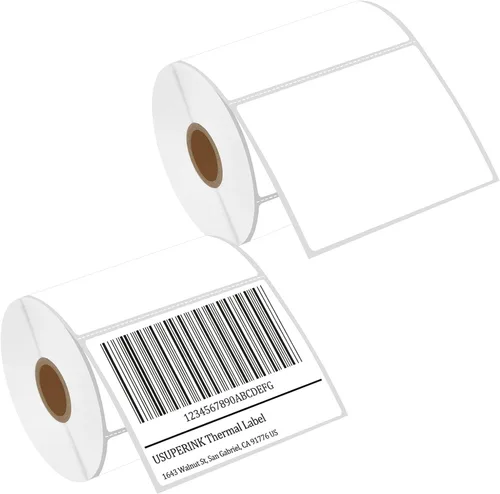 Vista 13 de USUPERINK 2 rollos (1300 etiquetas/rollo) de etiquetas de papel térmico directo de 2 x 1 pulgada, núcleo de 1 pulgada, código de barras en blanco