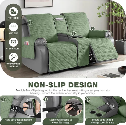 Vista 5 de TAOCOCO - Funda impermeable para sofá biplaza reclinable con consola central, 2 plazas