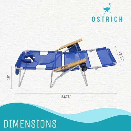 Vista 3 de Ostrich The Altitude 3N1 - Sillón reclinable ligero, azul, paquete de 2