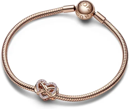 Vista 3 de PANDORA Family Infinity - Dije de corazón rosa, 782246C01, Gema, Circonita cúbica