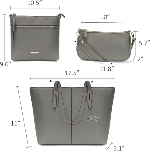 Vista 2 de Monederos y bolsos de mano para mujer, bolsos de hombro con asa superior, juego de 3 piezas