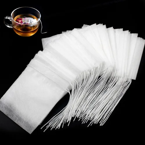 Vista 7 de 100 bolsas de té desechables para té de hojas sueltas, bolsas de filtro de té biodegradables con cordón, bolsas de té vacías de fibra de maíz