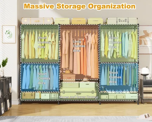 Vista 3 de ULIFHOME E14 Max - Perchero de ropa resistente, percheros independientes para colgar ropa, organizadores de armario ajustables y almacenamiento