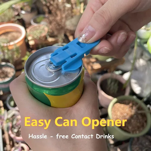 Vista 2 de Abrelatas manual fácil, paquete de 6 abridores de latas de cerveza de soda colorida y protector de latas de bebidas, escudos de plástico de alta
