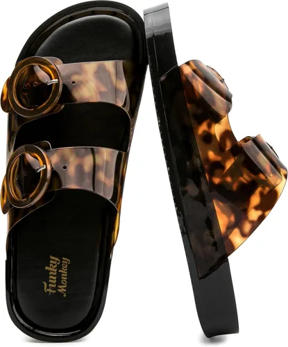 Vista 10 de FUNKYMONKEY - Sandalias bajas cómodas para mujer, hechas de etilvinilacetato, ajustables con hebilla doble