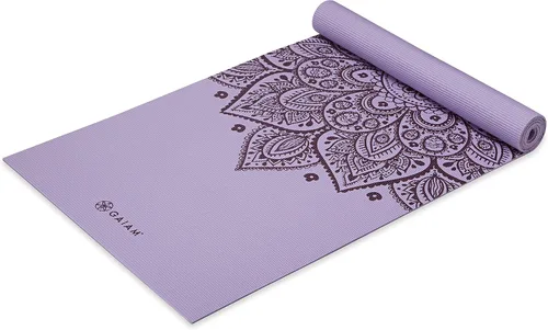 Vista 7 de Gaiam - Esterilla de yoga premium de 5mm con estampado, gruesa y antideslizante para todo tipo de yoga, pilates y entrenamientos en el suelo