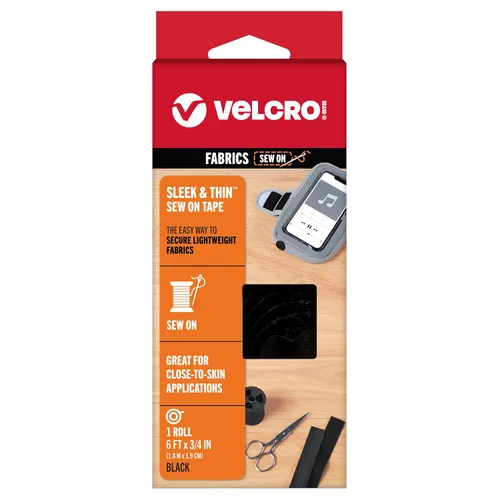 Vista 9 de VELCRO Brand Elegante y delgada para telas Cinta de 3 pies x 3/4 pulgadas, Negro Suave en la piel, ultraligera con Tecnología Sewing Lane