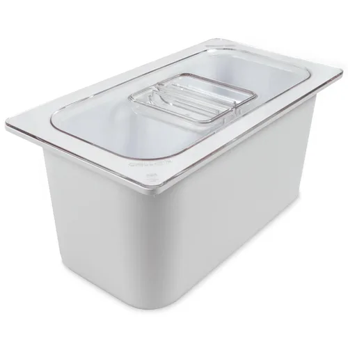 Vista 2 de San Jamar Chill-It - Sartén para alimentos de 1/3 – CI7003WH 6 pulgadas de profundidad aislada comercial con forro de gel congelable, recipiente