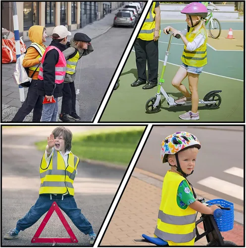 Vista 2 de AYKRM Chaleco de alta visibilidad para niños chaleco de seguridad reflectante de alta visibilidad