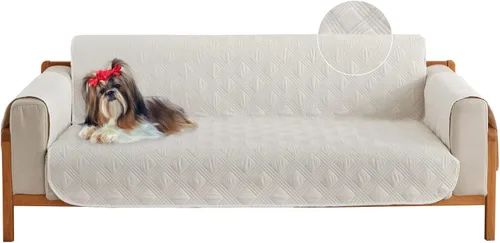 Vista 7 de Qubjus Funda de sofá de 2 plazas Revesible para sofá de 2 cojines, lavable, protector de muebles con correas elásticas para perros, mascotas, niños