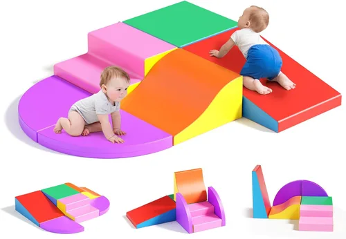 Vista 9 de Lischwert Bloques de escalada de espuma para niños pequeños de 1 a 3 años, juego suave de 4 piezas con juguetes de exploración para gatear, bloques