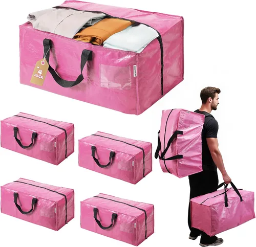 Vista 19 de WORKPRO 1 paquete de bolsas de mudanza extra grandes con cremalleras y asas de transporte, correas de mochila, bolsa de almacenamiento resistente