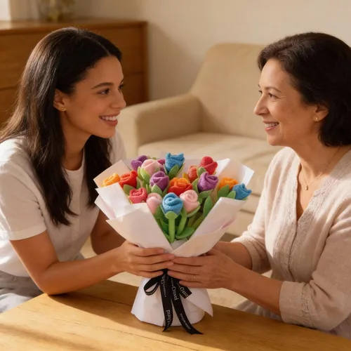 Vista 6 de Teling Bolígrafos rellenos para el día de la madre, bolígrafos de ramo de rosas de felpa fiables, regalos de flores de rosas surtidas, para madres