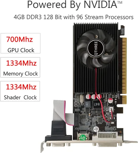 Vista 8 de QTHREE NVIDIA GT 730 - Tarjeta gráfica de 4 GB, DDR3, 128 bits, tarjeta de video para PC, PCI Express x16, DVI-I, HDMI, VGA, GPU de computadora