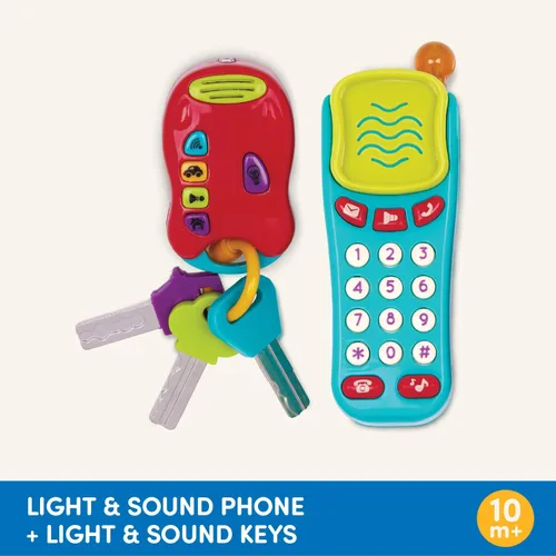 Vista 6 de Battat – Juguetes sensoriales – Teléfono de imitación y llavero – Juguete luminoso para niños pequeños – Llaves de coche de juguete – 10+ meses+