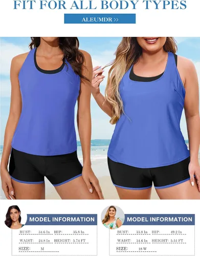 Vista 6 de Aleumdr Traje de baño deportivo de 3 piezas para mujer con pantalones cortos, camiseta sin mangas con brasier deportivo y pantalones cortos