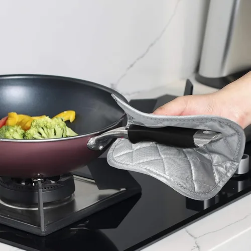 Vista 6 de 24 soportes para ollas a granel para cocina, resistentes al calor, agarraderas de algodón de 7 x 7 pulgadas con bucles para colgar, almohadillas