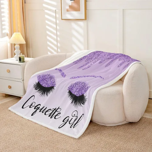 Vista 12 de Erosebridal Manta de vellón de pestañas de 40 x 50 pulgadas, hermosa manta de maquillaje femenino para niñas y mujeres, decoración de dormitorio