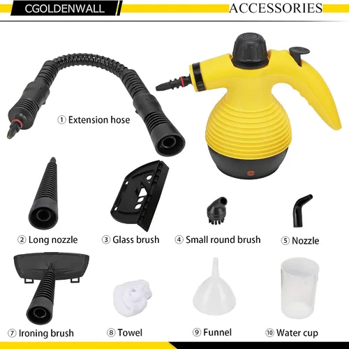 Vista 7 de CGOLDENWALL Limpiador de vapor de mano Vaporizador a presión Máquina de limpieza portátil para eliminación de manchas rebeldes Máquina de limpieza