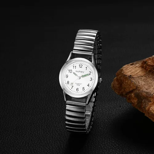 Vista 3 de Avaner Banda elástica para pareja, reloj de pulsera de gran número, analógico, cuarzo, ultrafino, correa elástica