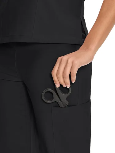 Vista 5 de COZYFIT Scrubs for Women Set - V-Neck & Straight Leg Pants with 9 Pockets Negro