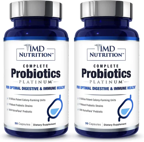 Vista 11 de 1MD Nutrition Probióticos completos Platino, con prebióticos y probióticos para la salud digestiva, suplemento probiótico para mujeres y hombres