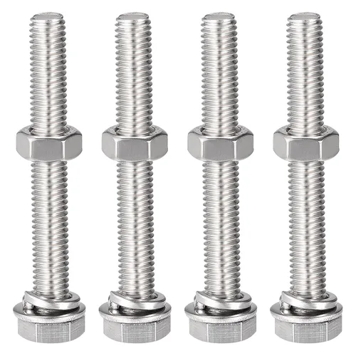 Vista 9 de uxcell Tornillos de cabeza hexagonal M8 x 1.969 in, tuercas, kits de arandelas planas y de bloqueo, tornillos hexagonales de acero inoxidable 304, 4