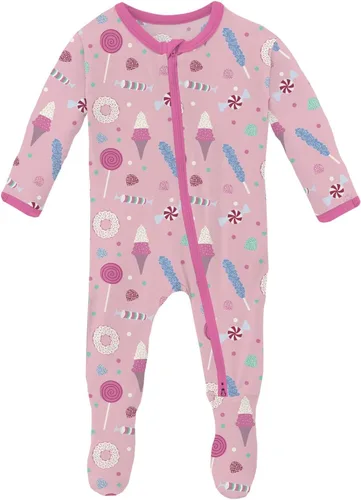 Vista 27 de KicKee Baby & Toddler - Pijama de viscosa ultrasuave de bambú con patas abatibles y puños