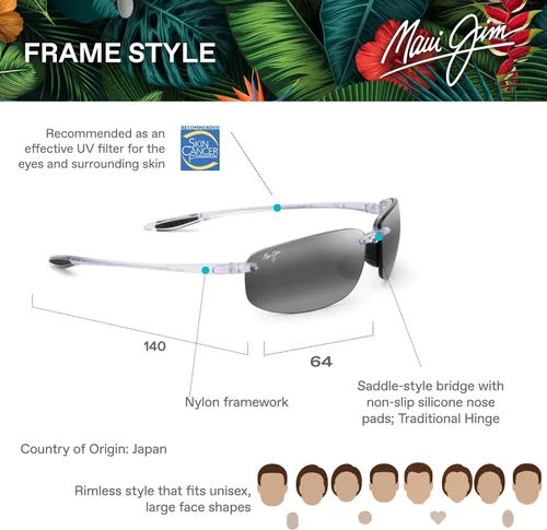 Vista 21 de Maui Jim Gafas de sol rectangulares Hookipa