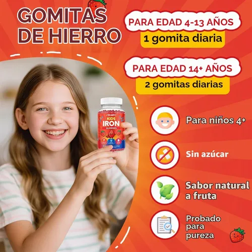 Vista 9 de Gotas líquidas de magnesio y gomitas de hierro para niños, adolescentes y adultos