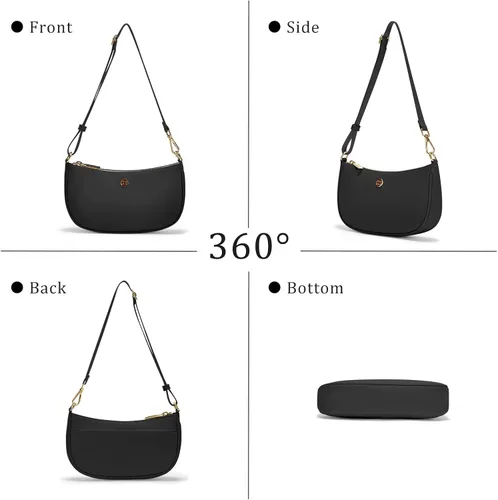 Vista 5 de Bolso de hombro para mujer, bolsos con correa ajustable para las axilas, mini monederos de embrague, bolsos de media luna de moda, 1L