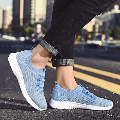 Vista 6 de konhill Zapatos cómodos para caminar para mujer, tenis atléticos, casuales, sin cordones