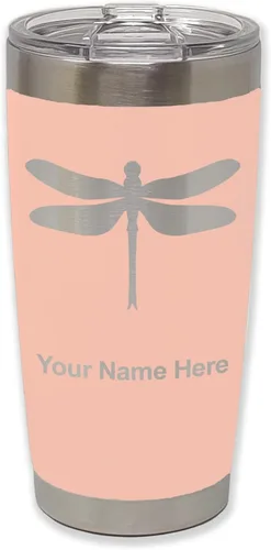 Vista 36 de LaserGram Vaso aislado al vacío de 20 onzas, libélula, grabado personalizado incluido (negro)