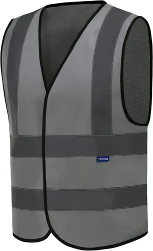 Vista 14 de AYKRM chaleco de alta visibilidad de 12 colores con alta visibilidad reflectante para trabajo de construcción y seguridad (XS-8XL)