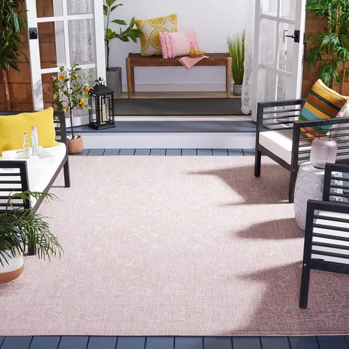 Vista 81 de SAFAVIEH Alfombra lavable al aire libre, colección Courtyard - 2'3" x 5', azul aguamarina y gris, no desprende pelusa y fácil limpieza, ideal